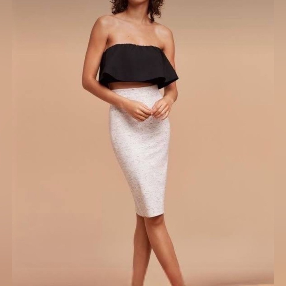 ARITZIA | Wilfred |Pencil |Bodycon |Skirt |Zipper Detailing |White/Black| Size 6
